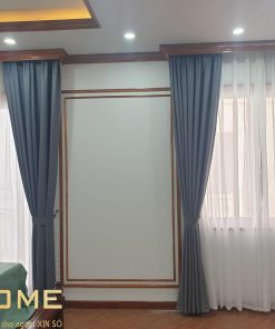 Rèm vải màu xanh
