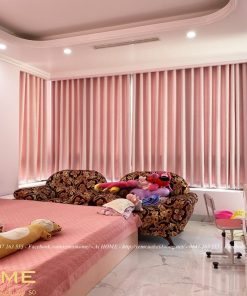 rèm vải màu hồng